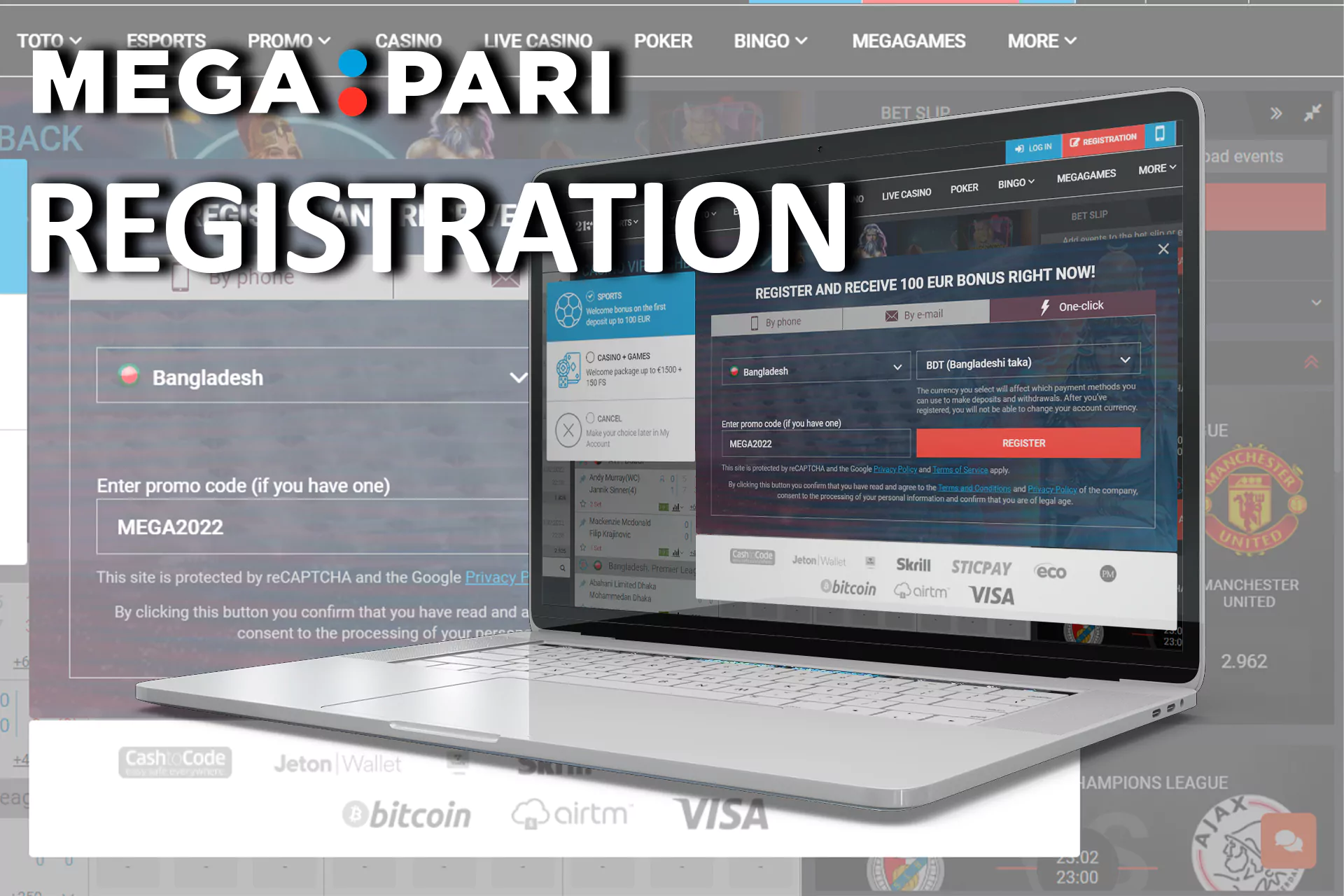 Register at Mega Pari and start betting.