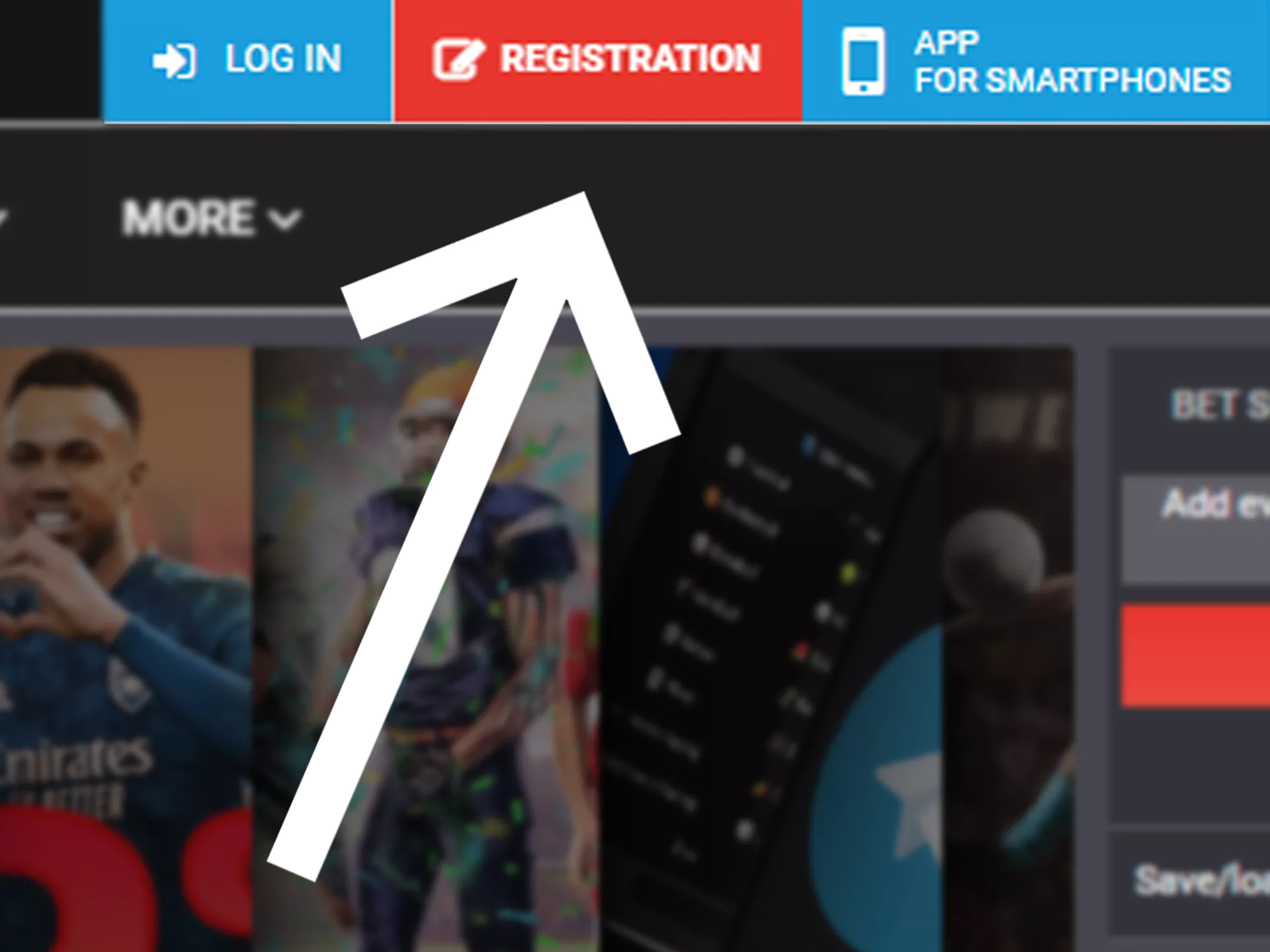 Start registration on top of the site.